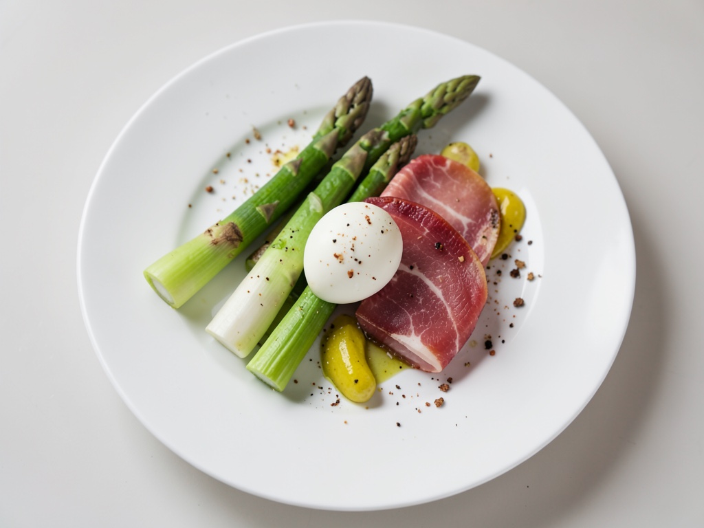 Asperges vertes au four avec œuf poché