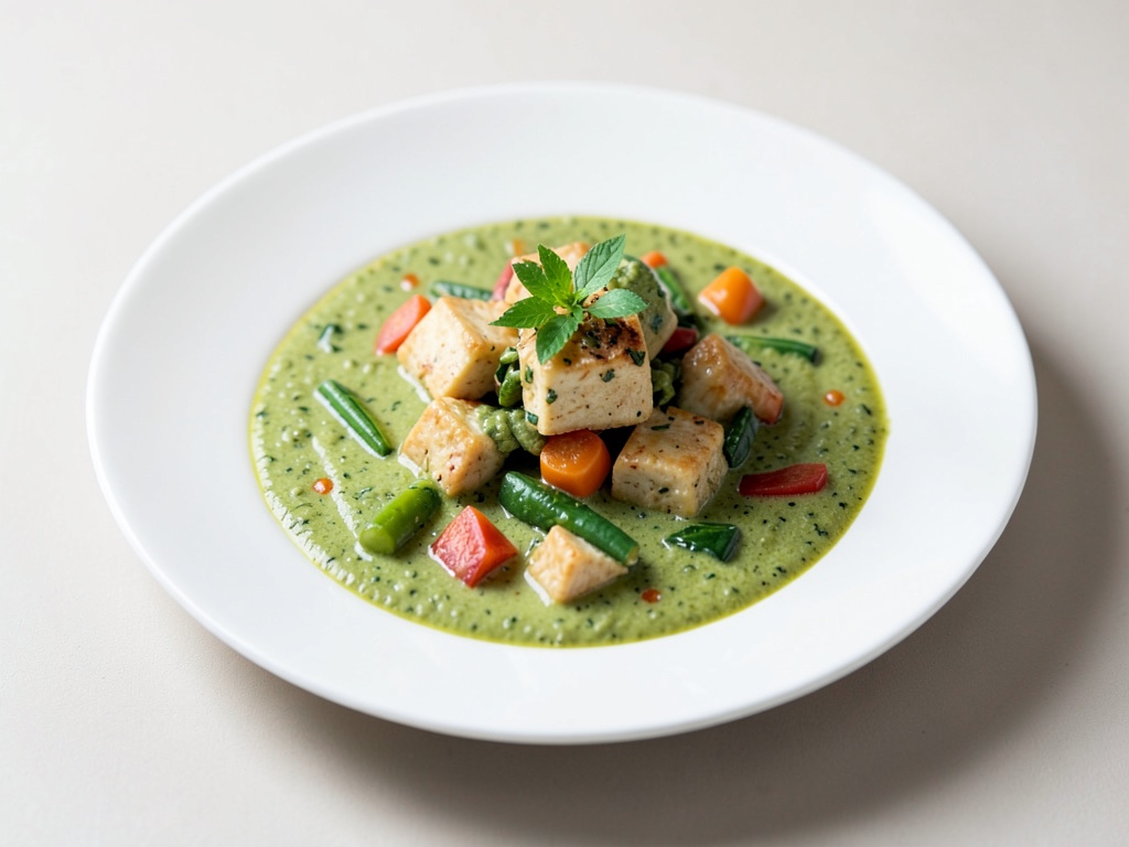 Crémeux Curry One-Pot Vert au Tofu et aux Légumes