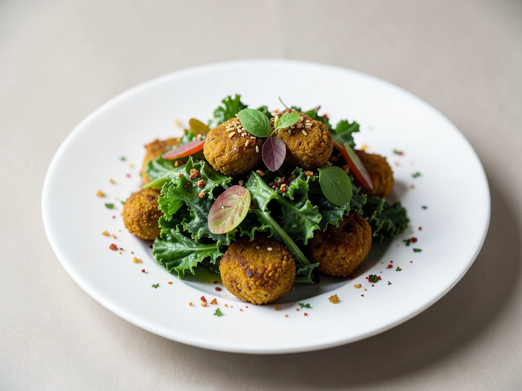 Insalata di cavolo riccio con falafel