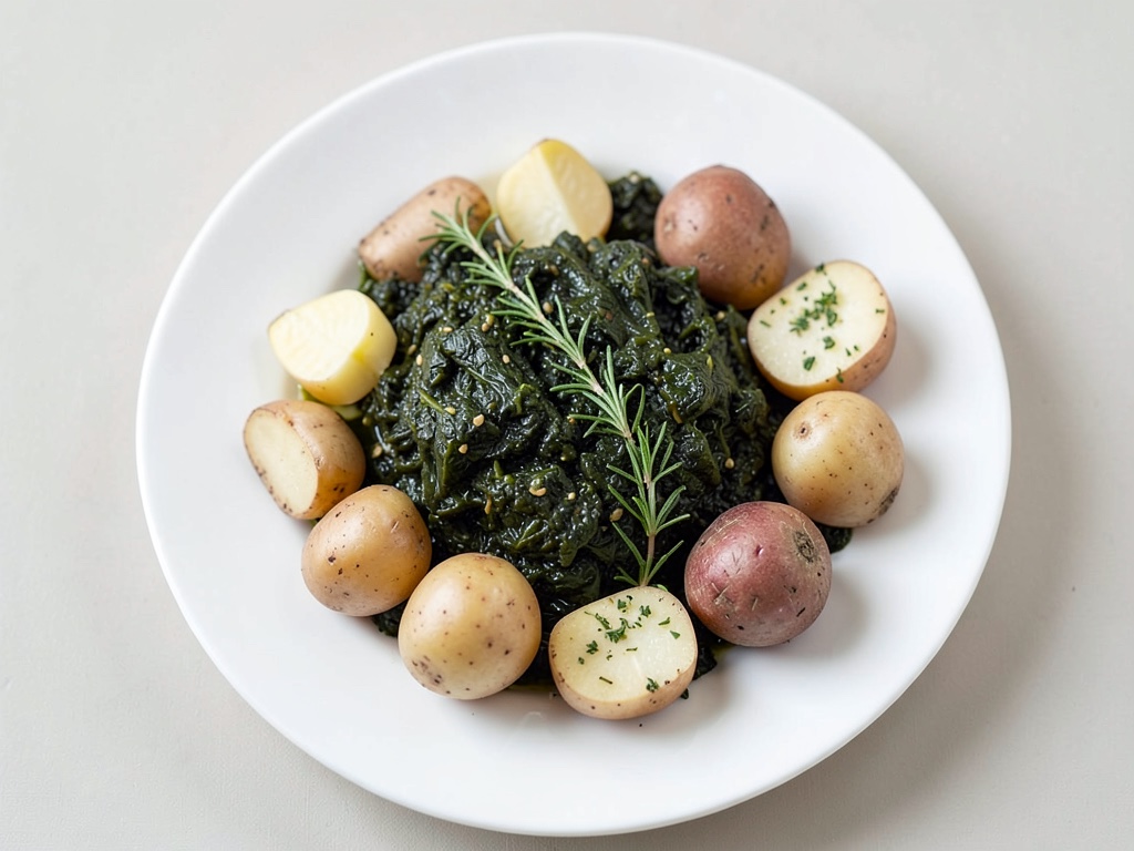 Cavolo riccio al forno con patate a ventaglio e gremolata