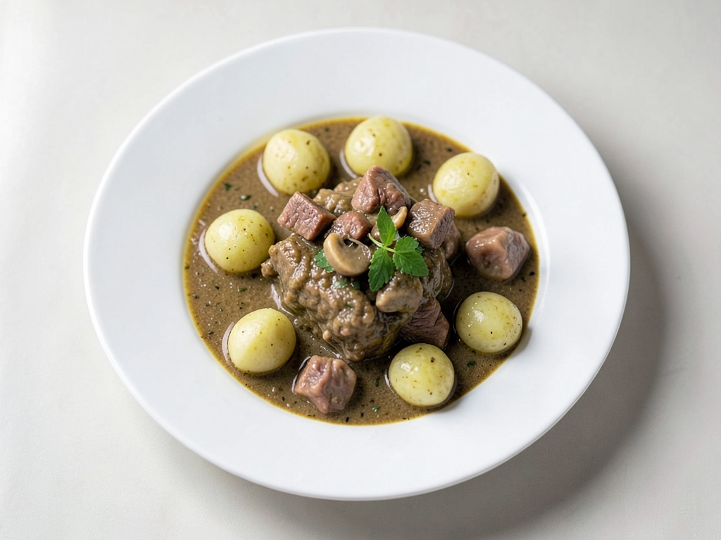 Sopa de gulasch sabrosa con ñoquis