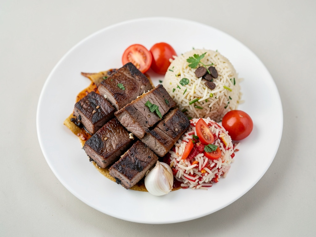 Gyros con riso al pomodoro e tzatziki