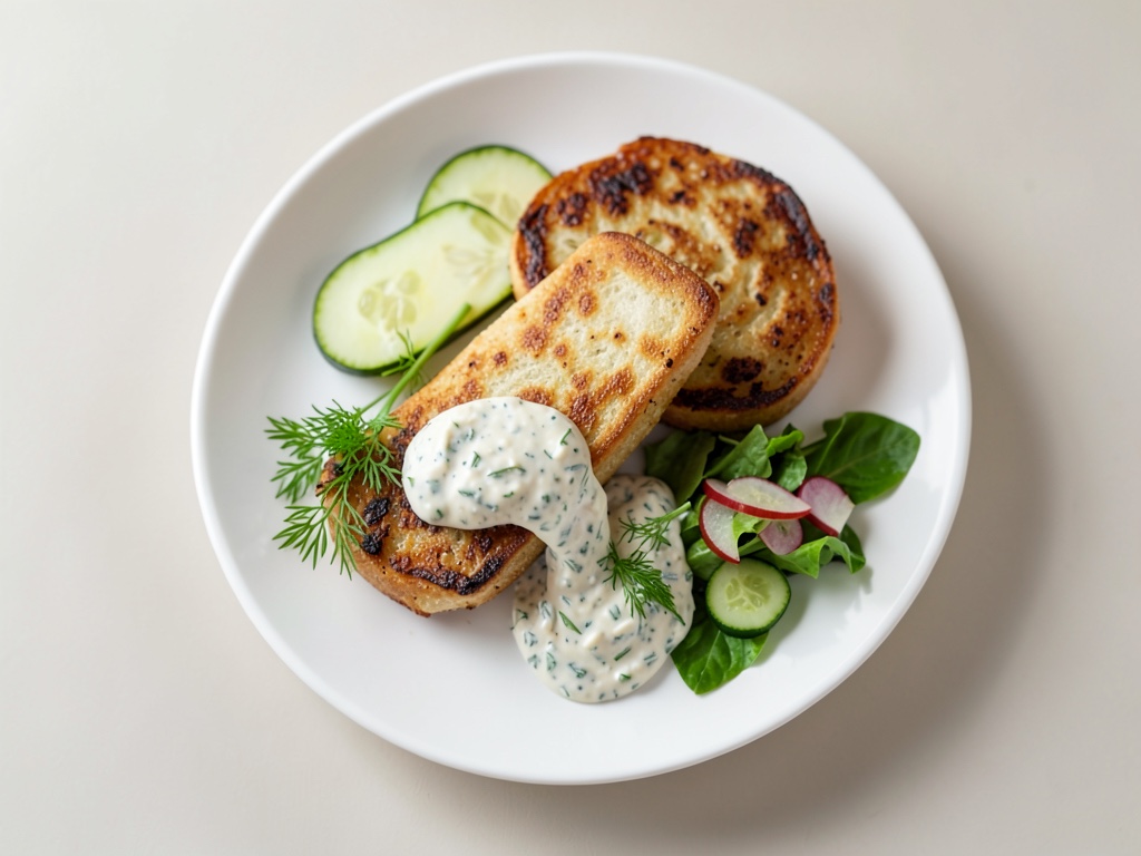 Toastie-Burger Gyros con Zatziki e insalata di cetrioli e aneto