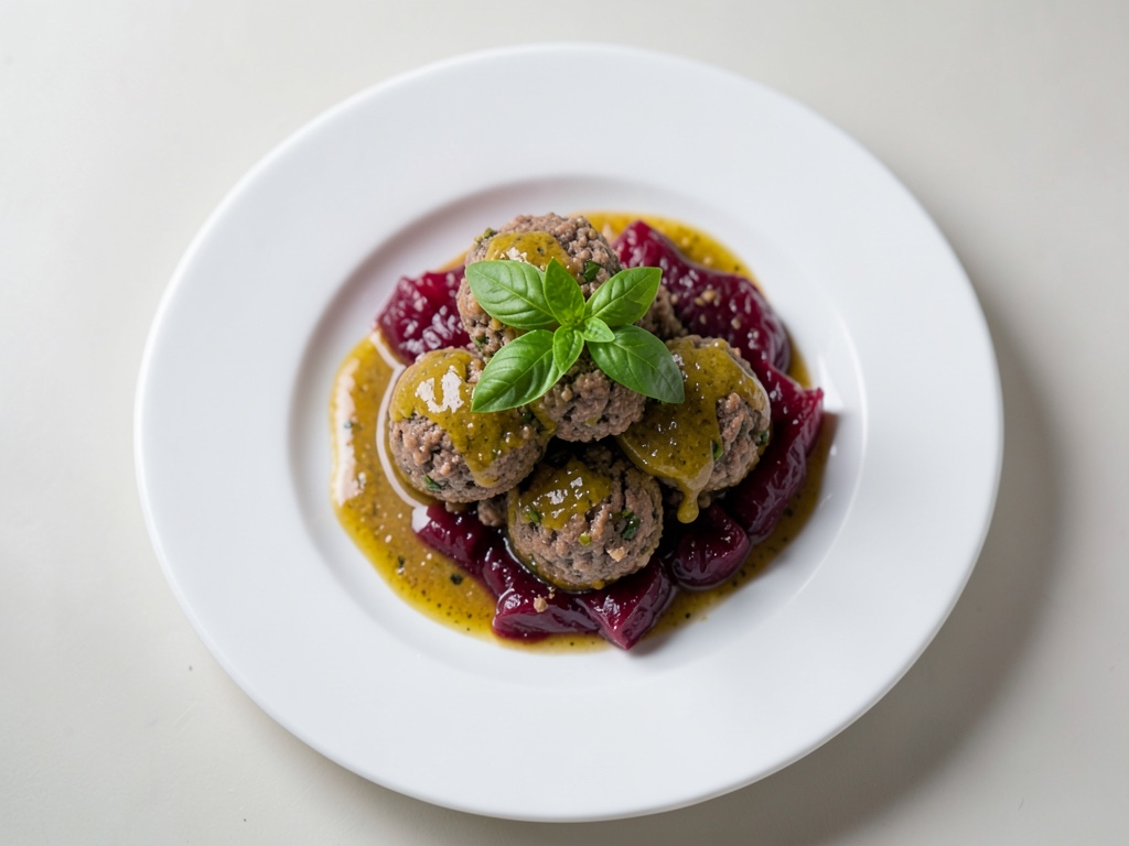 Boulettes de viande hachée au citron et au basilic avec chou rouge