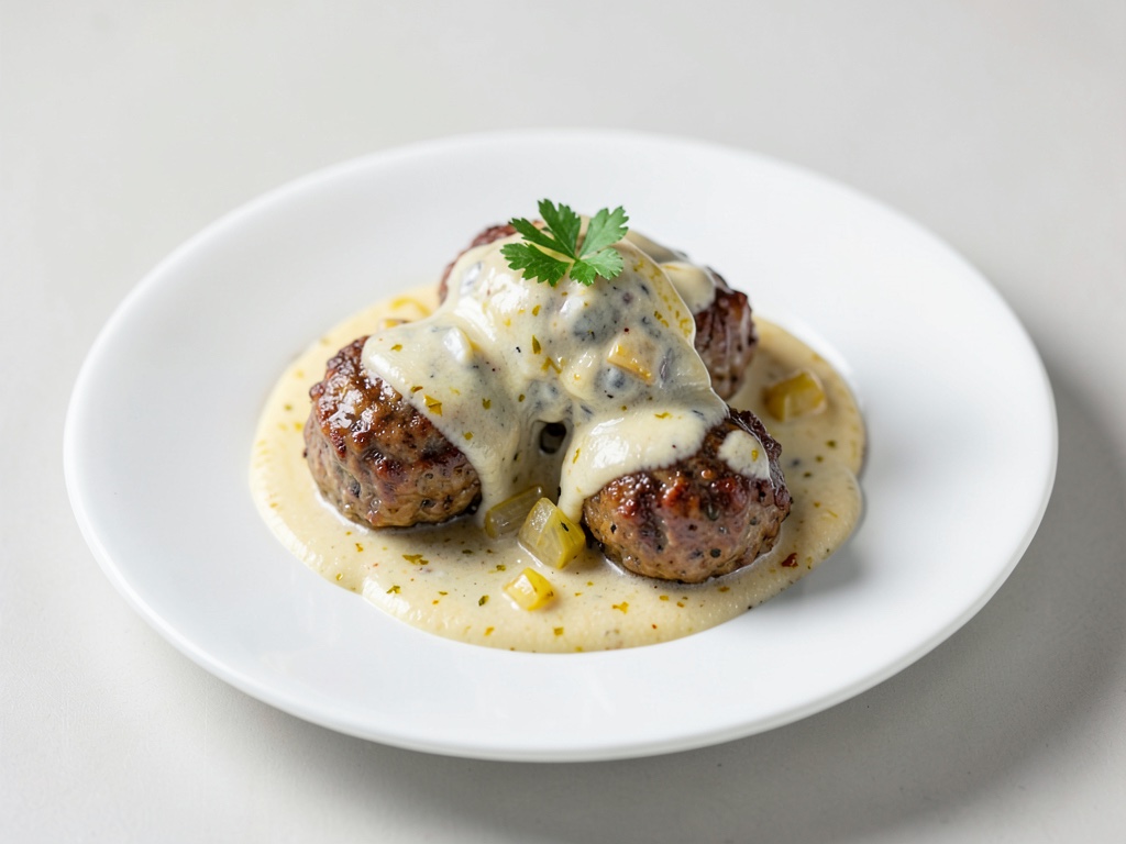 Polpette di pollo cremose con salsa al limone e cipolla