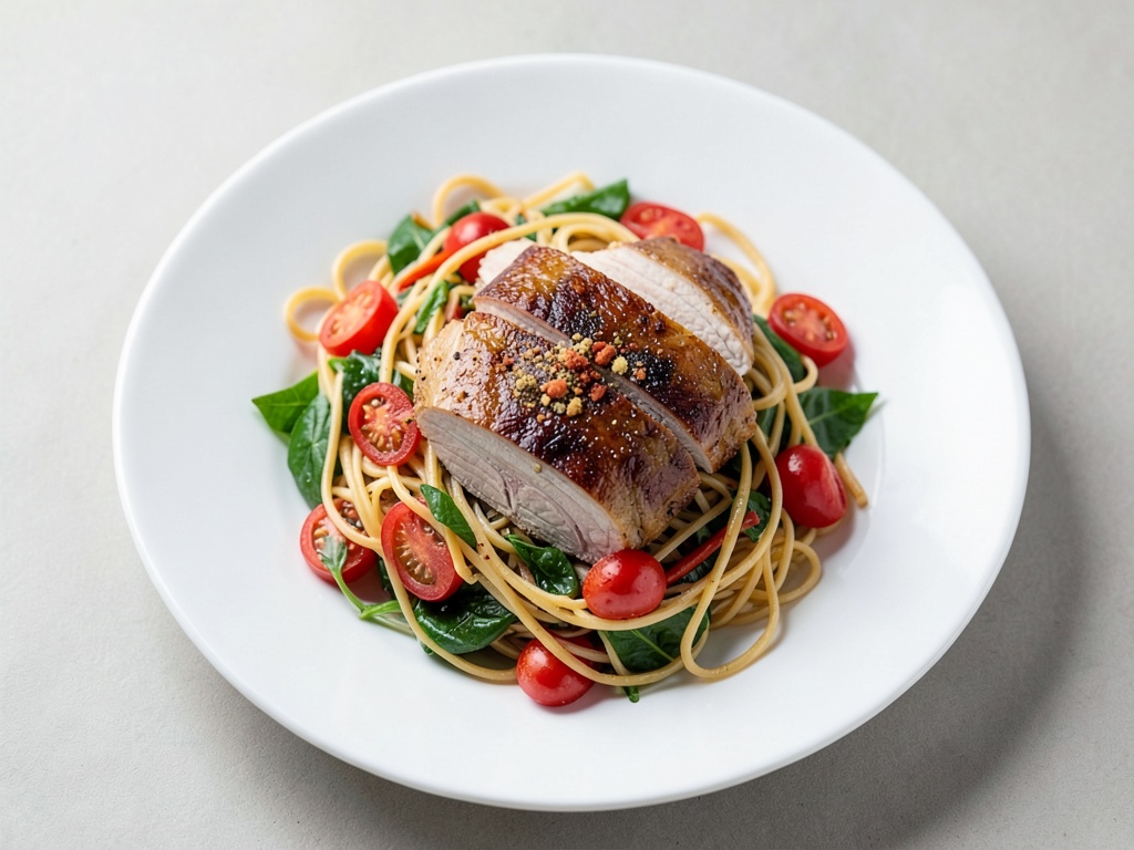 Petto di pollo con insalata di vermicelli di vetro croccanti
