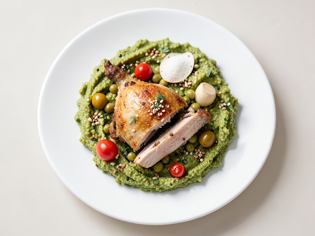 Pollo con hummus e tabulé