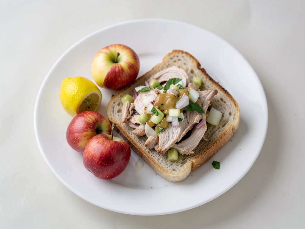 Sándwich de pollo con chutney de manzana y mostaza