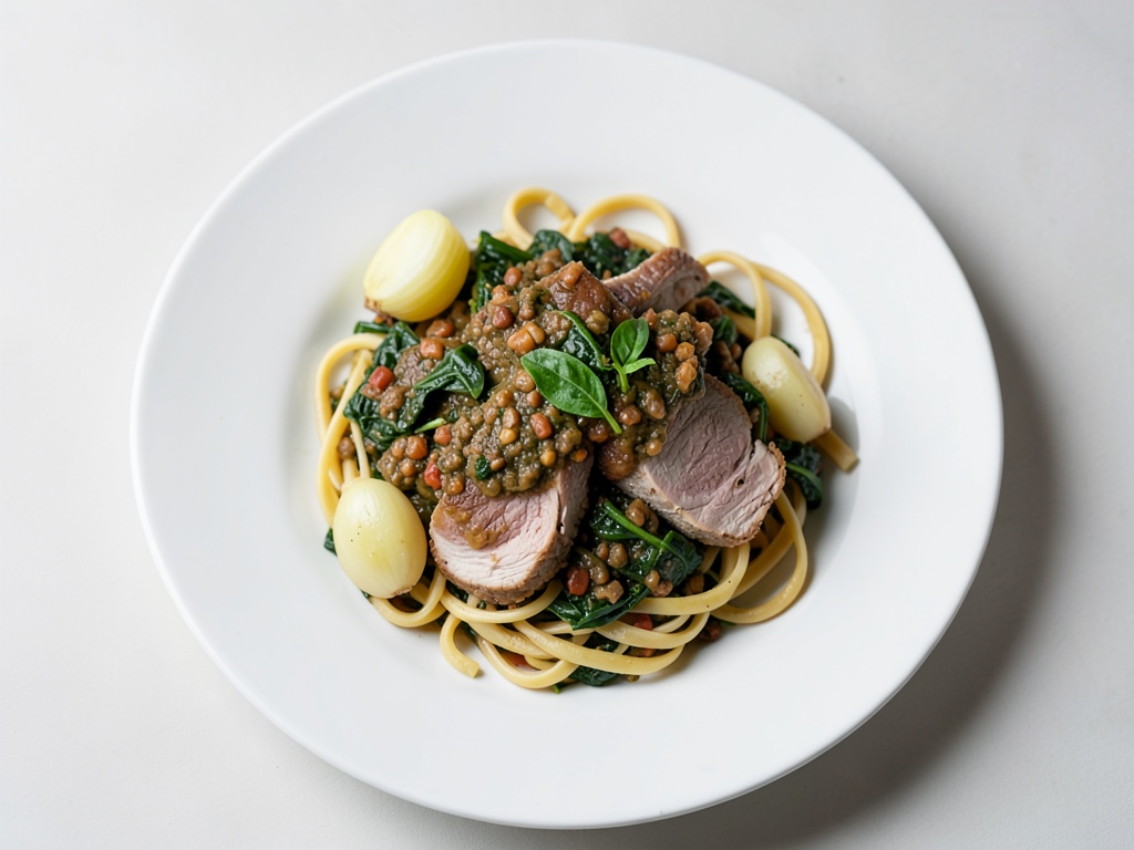 Ragoût de poulet et épinards aux tagliatelles