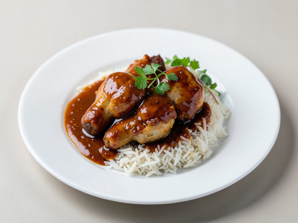 Pollo dolce e acido con riso