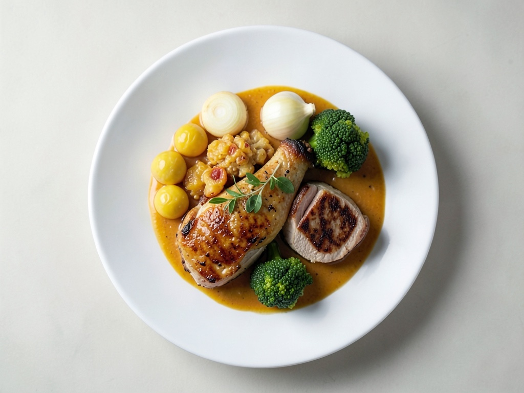Pollo con cavolo di Bruxelles in salsa di panna e arancia
