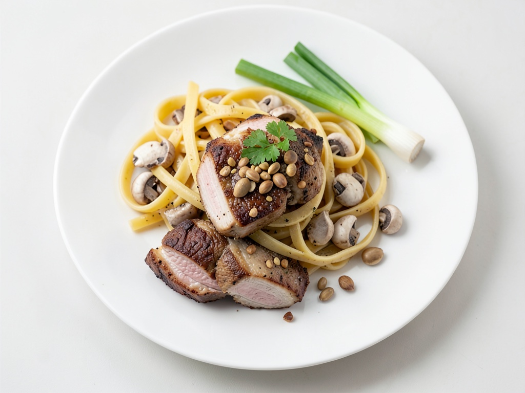 Hähnchenstreifen mit Tagliatelle-Nudeln