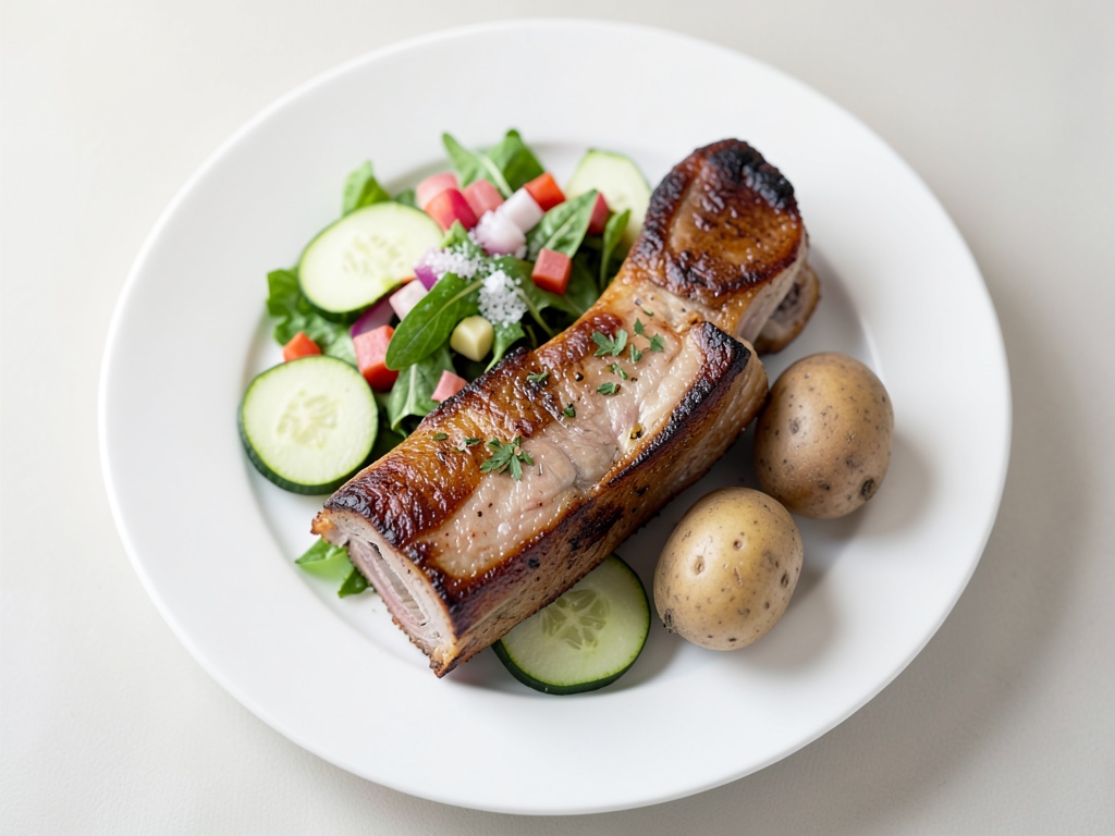 Cosce di pollo croccanti con insalata fresca di cavolo rapa e cetriolo