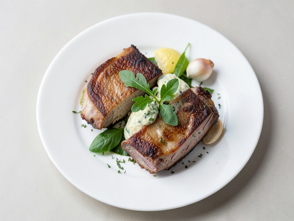 Coscie di pollo croccanti con burro al rucola fresco