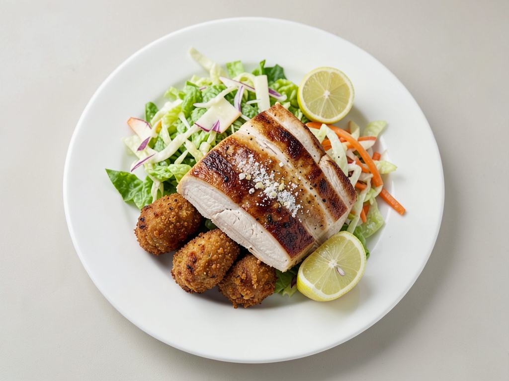 Nuggets di pollo croccanti con coleslaw e salsa di mela e quark