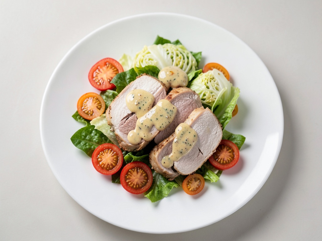 Insalata di pollo con condimento al miele e senape