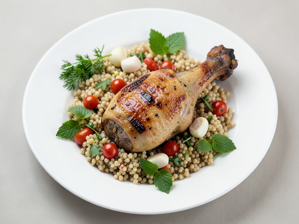 Cosce di pollo croccanti con insalata di couscous fresca