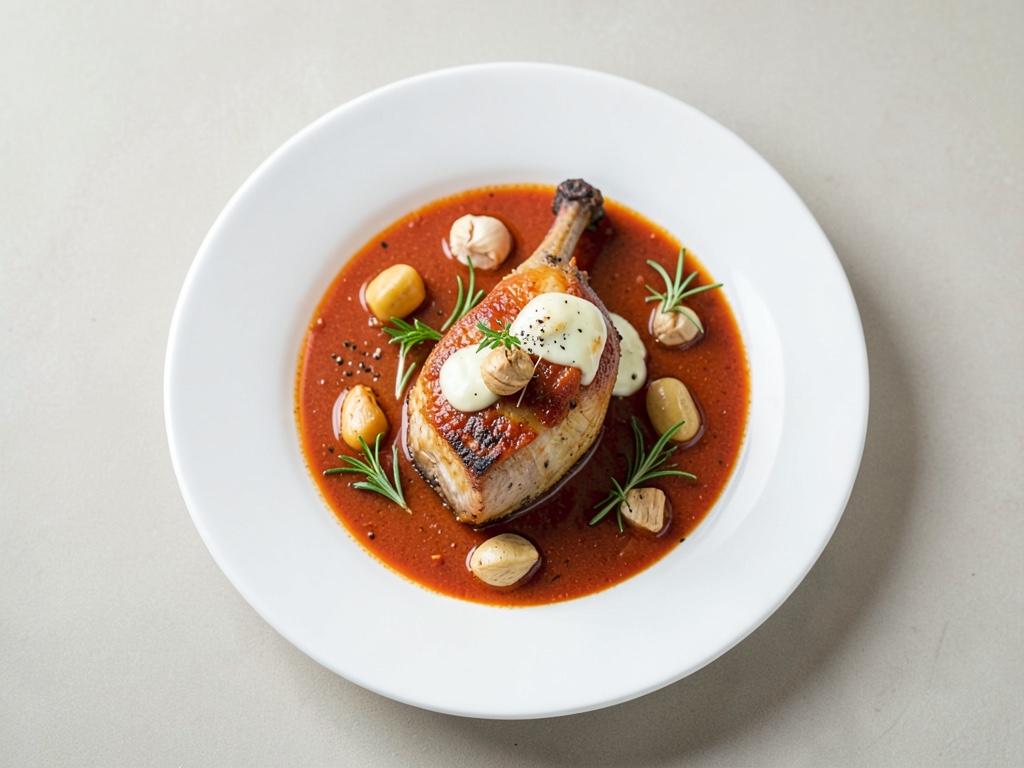 Cosce di pollo in salsa di panna e peperoni