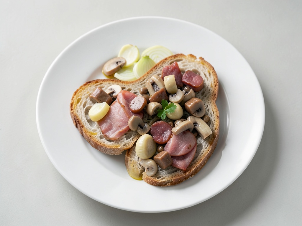 Panino con prosciutto e funghi