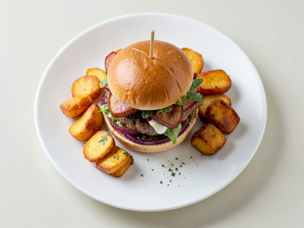 Burgers maison avec frites de patates douces