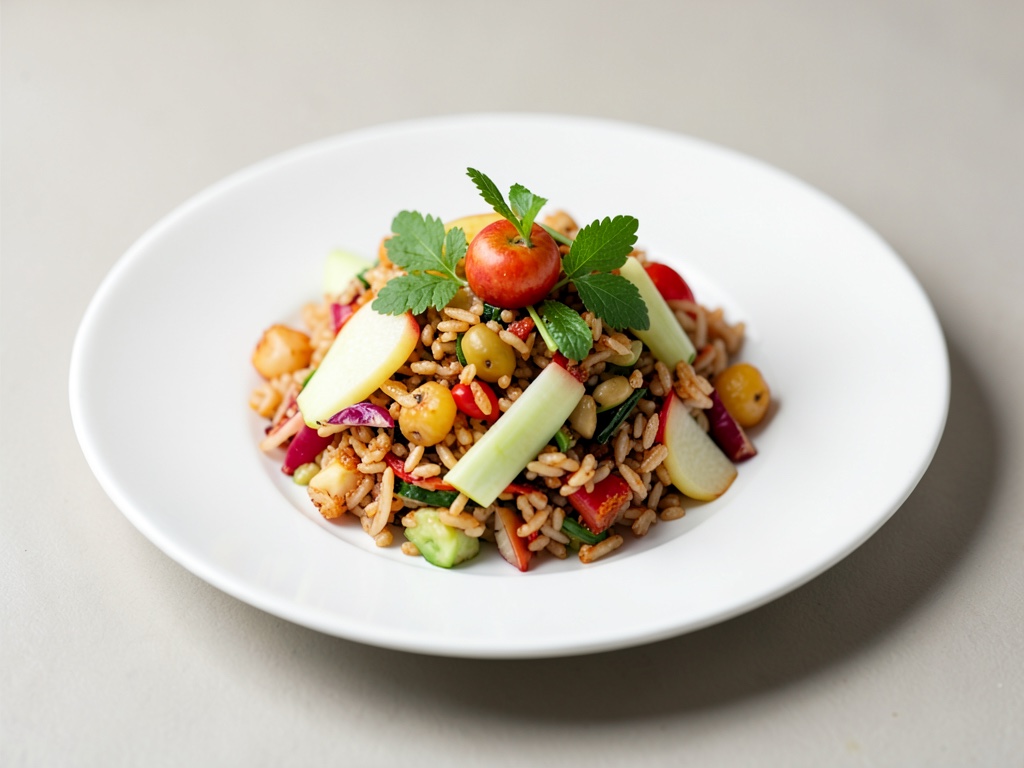 Insalata di riso autunnale croccante con cavolo rapa e mela