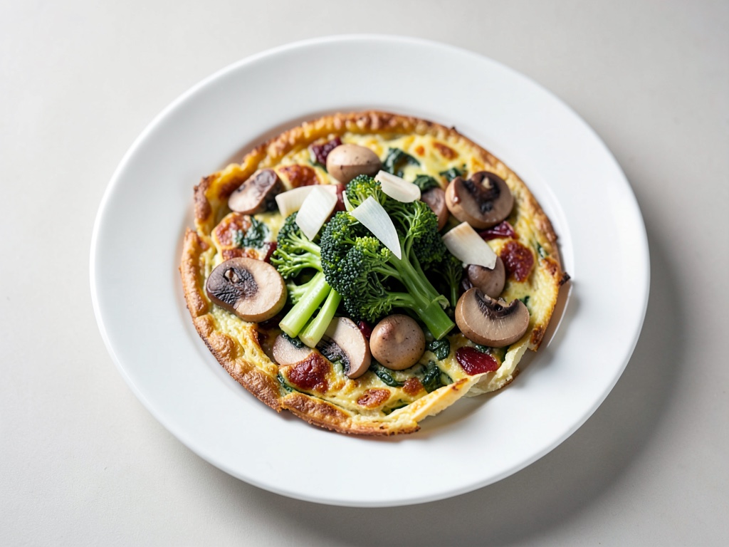 Omelette otoñal con col de Milán y setas