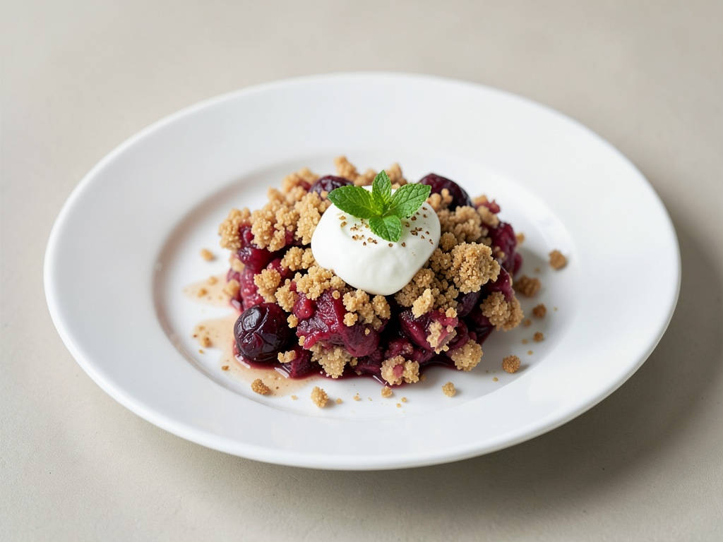 Crumble croccante ai lamponi con crème fraîche