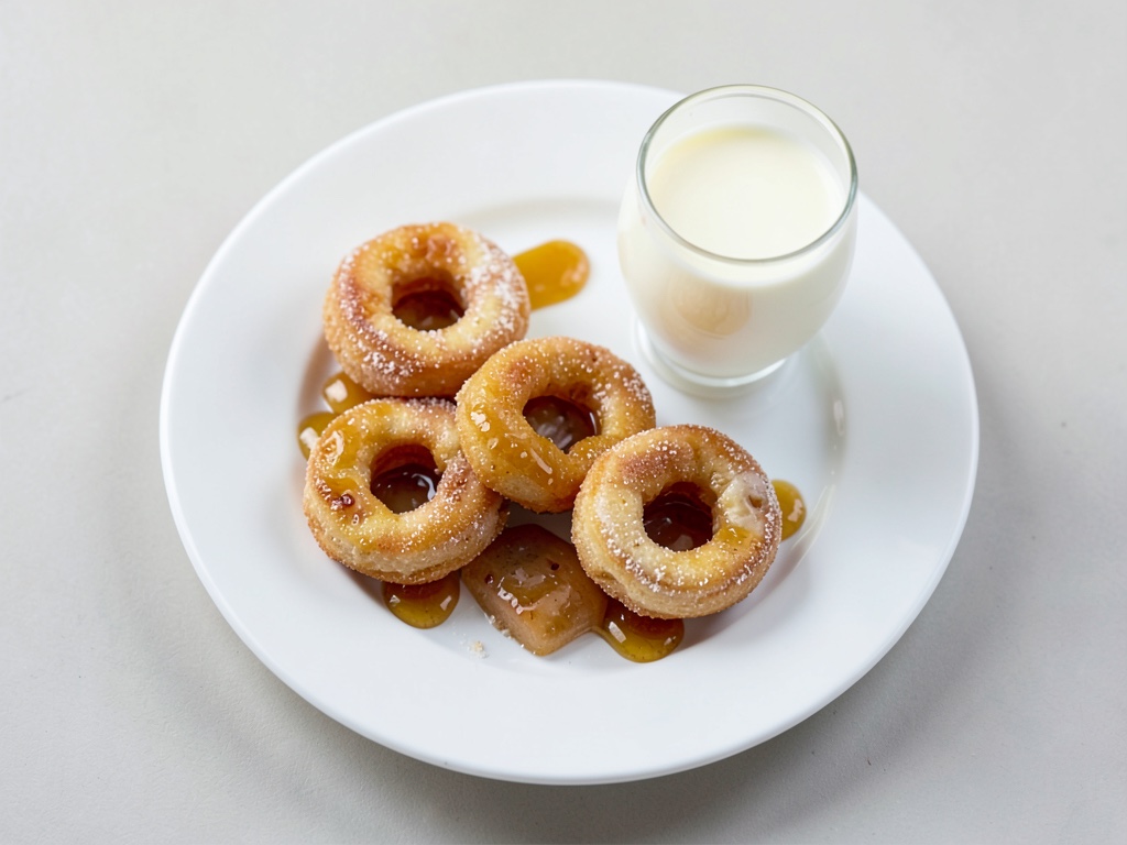 Rosquillas con miel con leche