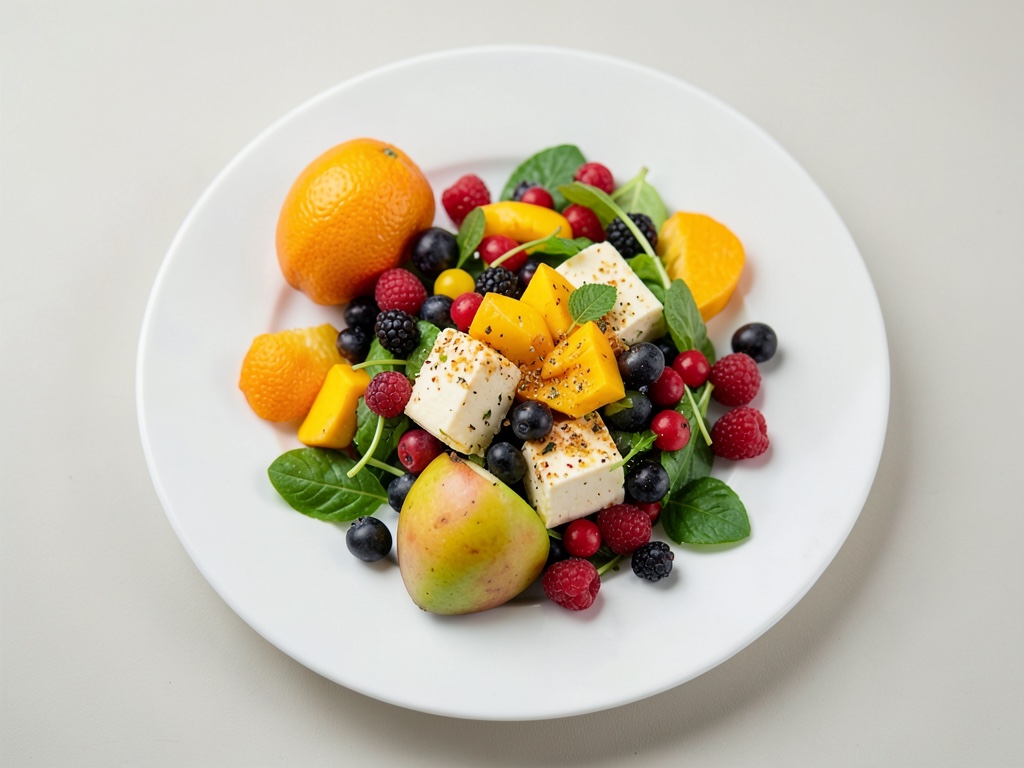 Quark al miele con insalata di mango e frutti di bosco