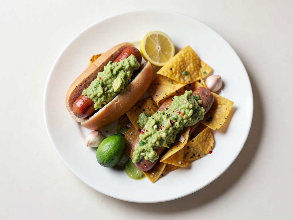 Hot Dog con Guacamole e Nachos