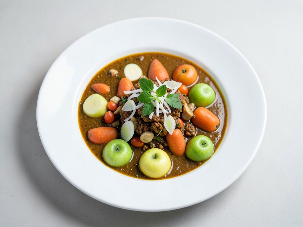 Sopa de curry india con topping de frutos secos