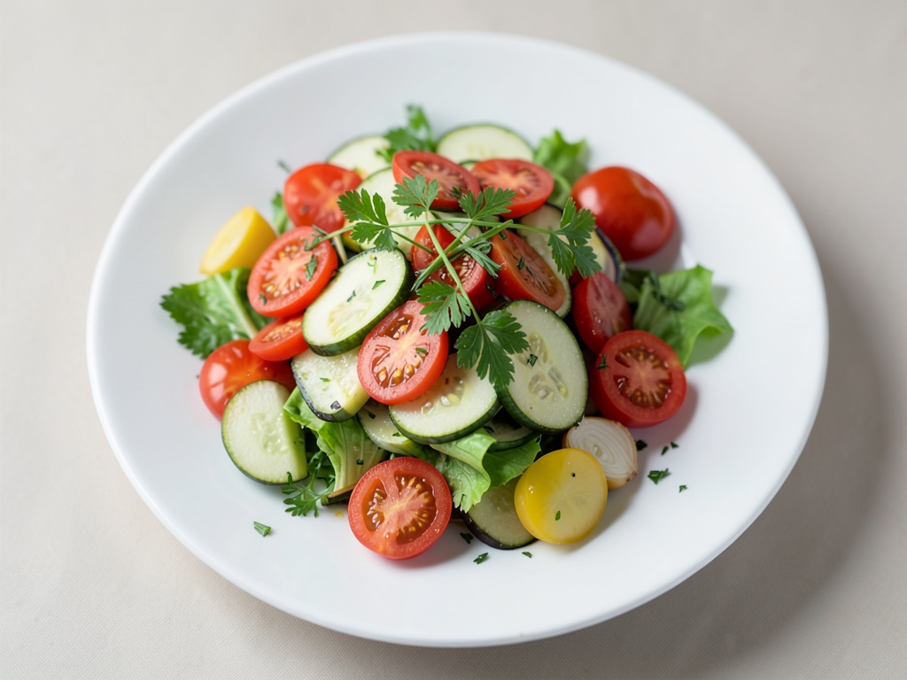 Insalata fresca di pomodori e cetrioli all'indiana