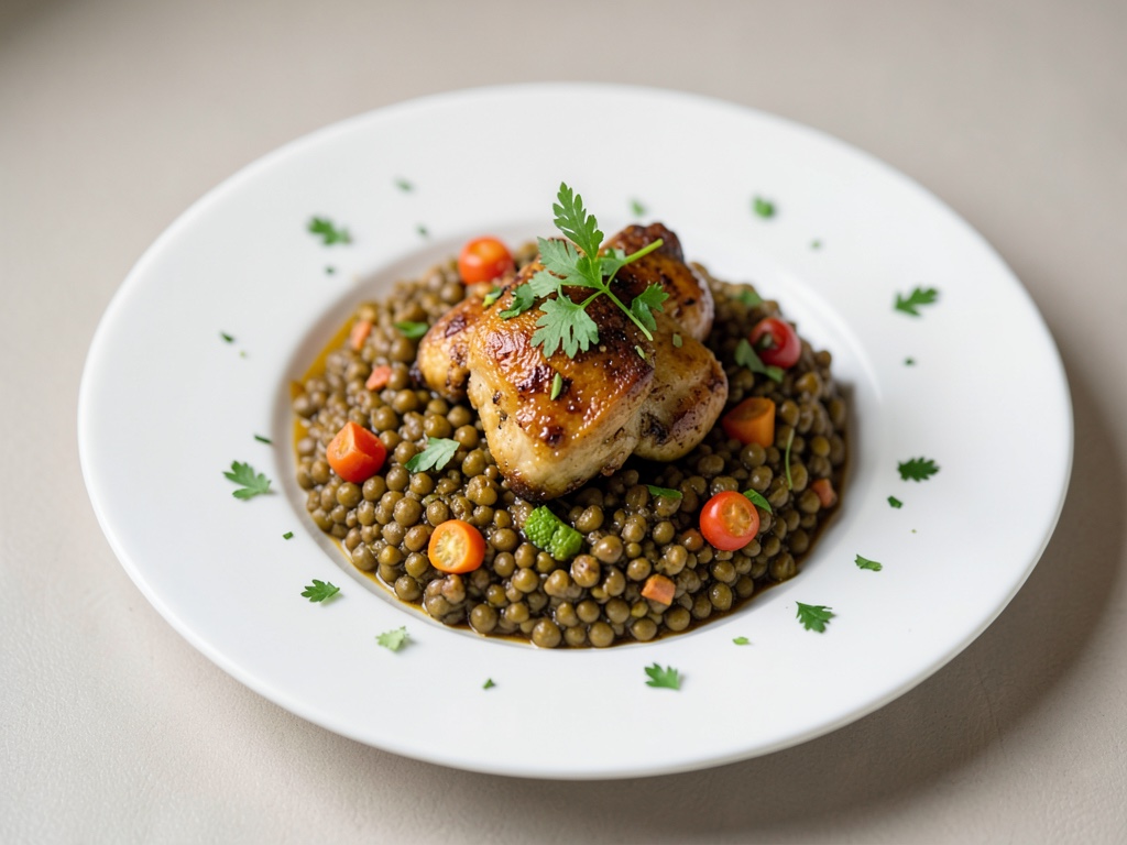 Piatto di lenticchie indiano con pollo