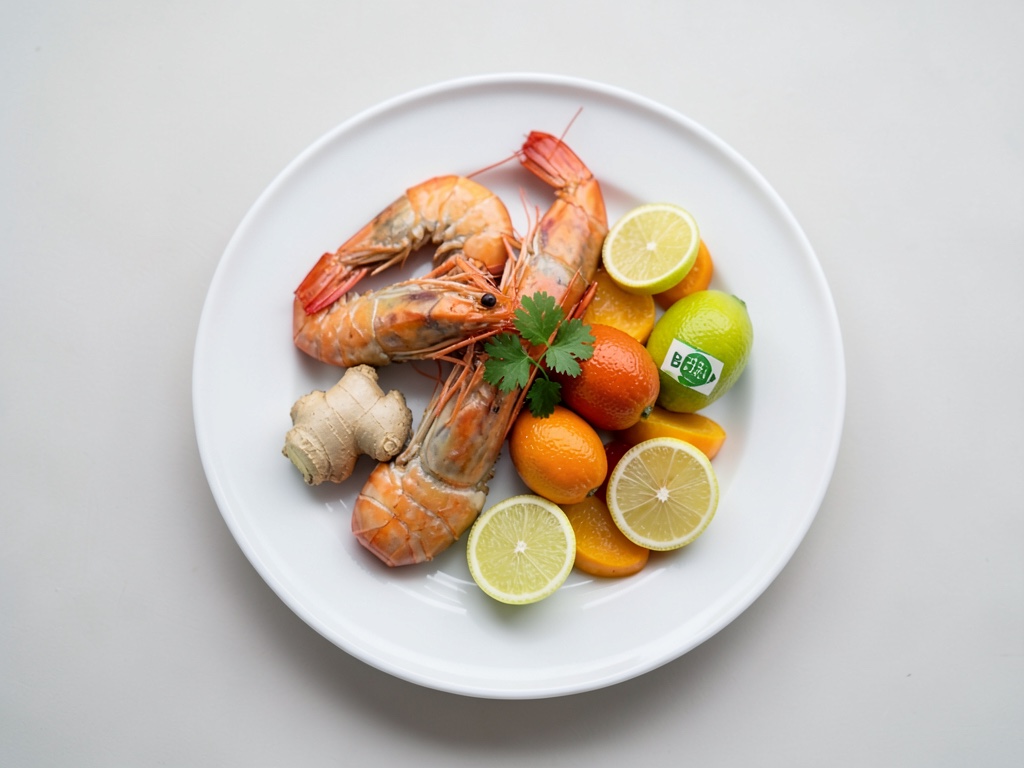 Gamberi con frutta