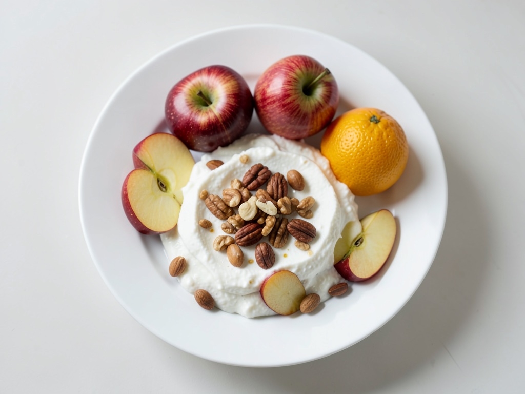 Joghurt mit Apfel, Birne und Walnüssen