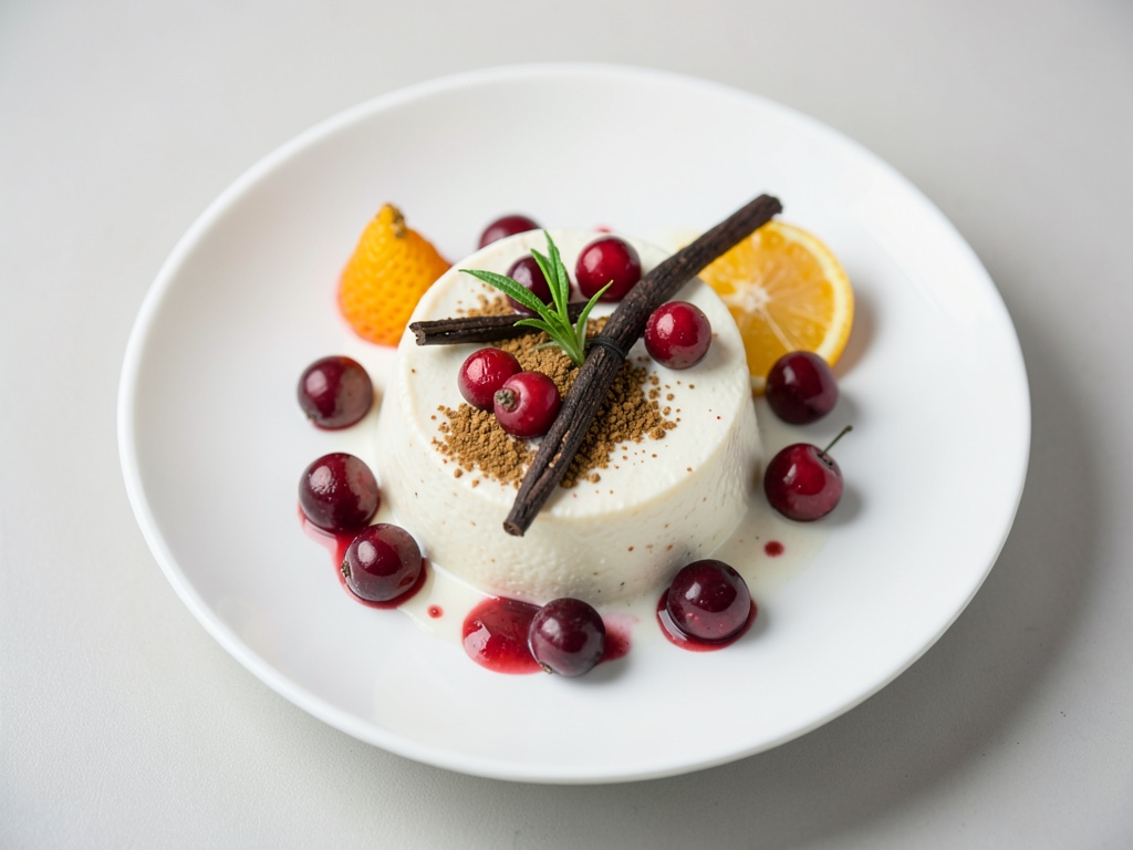 Panna Cotta allo yogurt con ciliegie al rosmarino