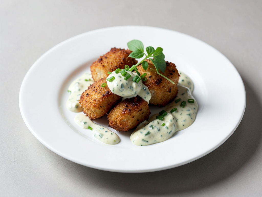 Croquetas de bacalao crujientes con aioli fresco de cebollino