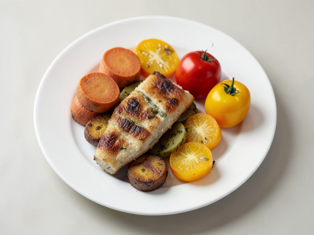 Merluzzo al forno con verdure arrostite croccanti