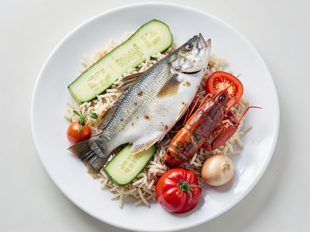 Guiso mediterráneo de bacalao y gambas con arroz