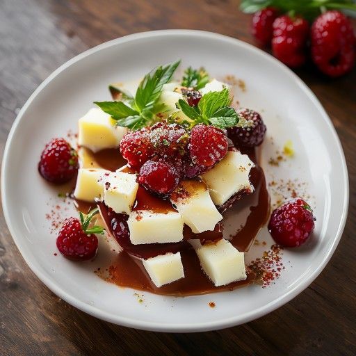 Torta di formaggio al vapore con guarnitura fresca di fragole e zucchero