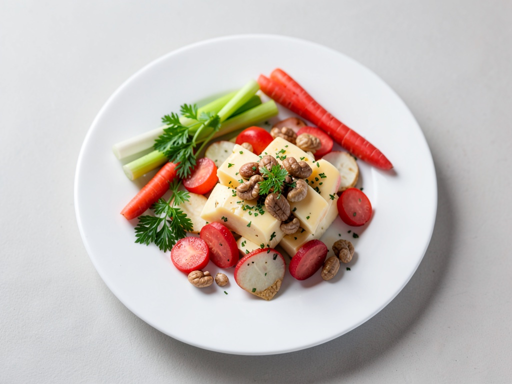 Insalata cremosa di formaggio e rafano con noci tostate