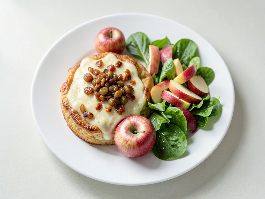 Spätzle al formaggio con cipolle fritte e insalata di mela romana