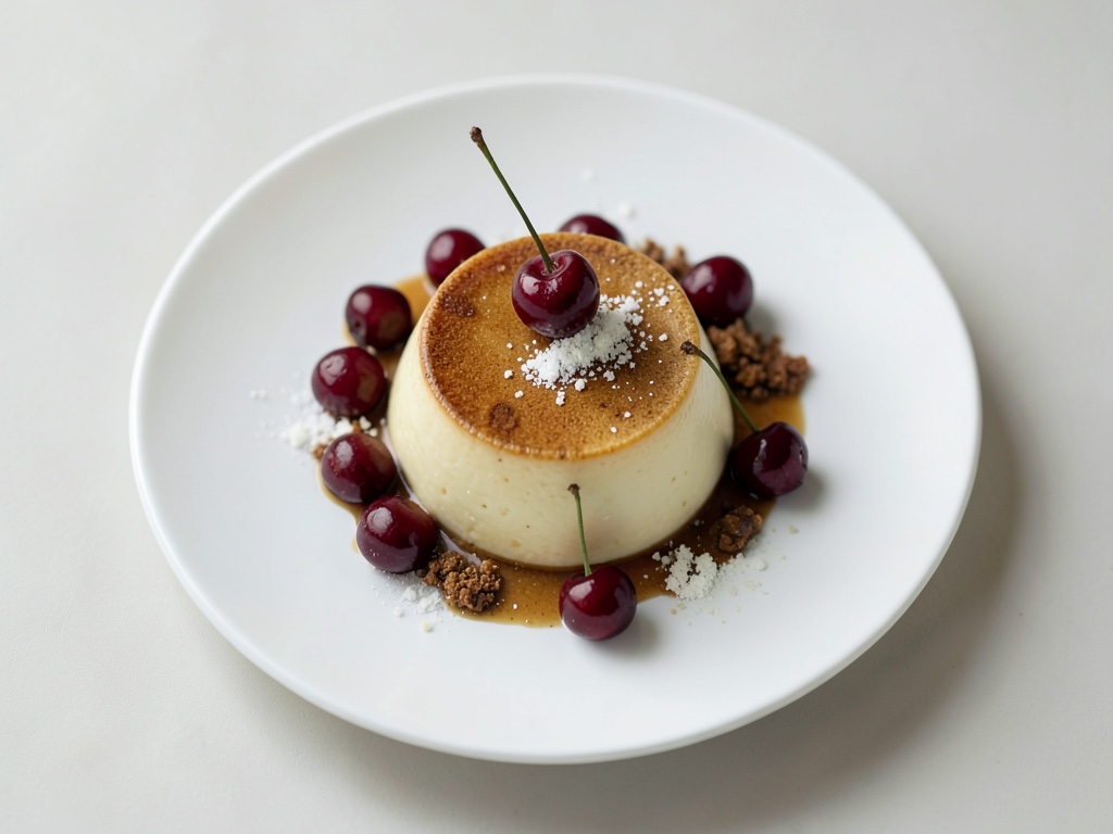 Kaffee-Panna-Cotta mit Kirschen
