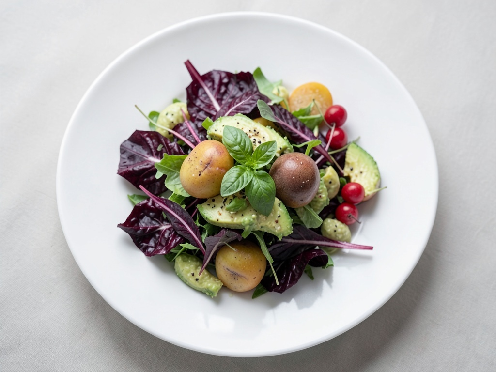 Insalata fresca di cachi, avocado e radicchio