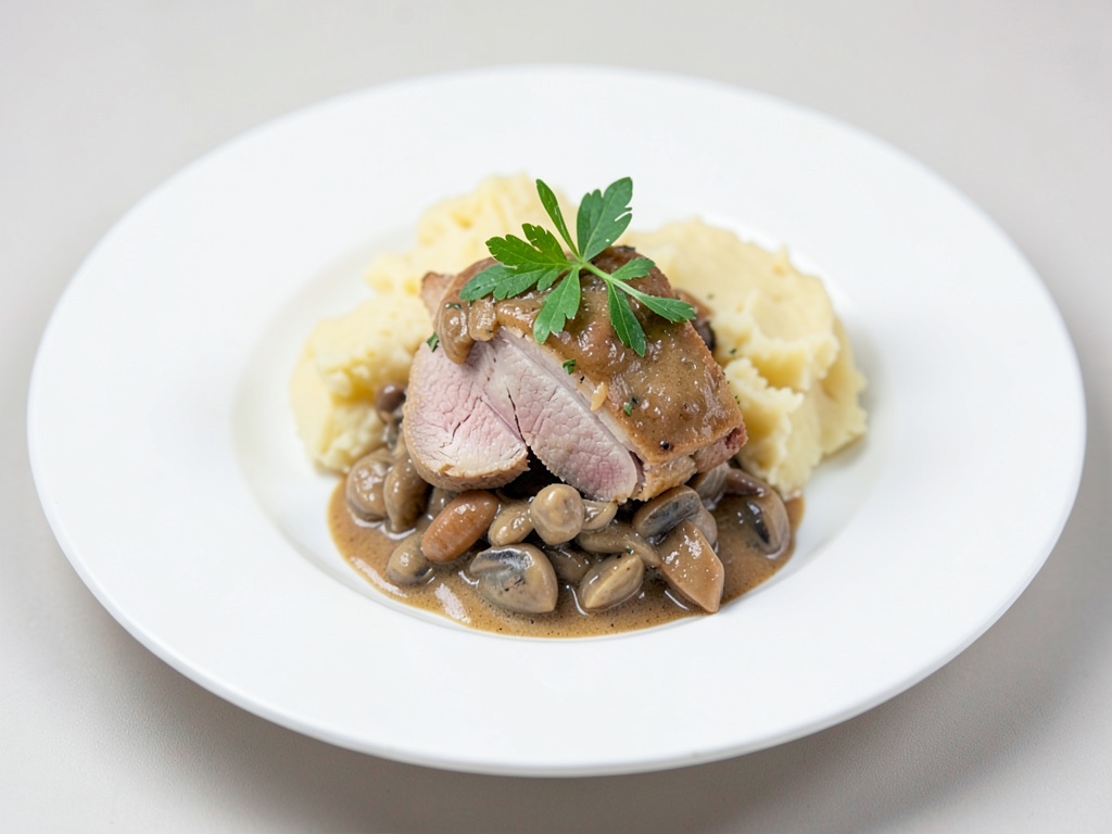 Bœuf Stroganoff avec purée de pommes de terre