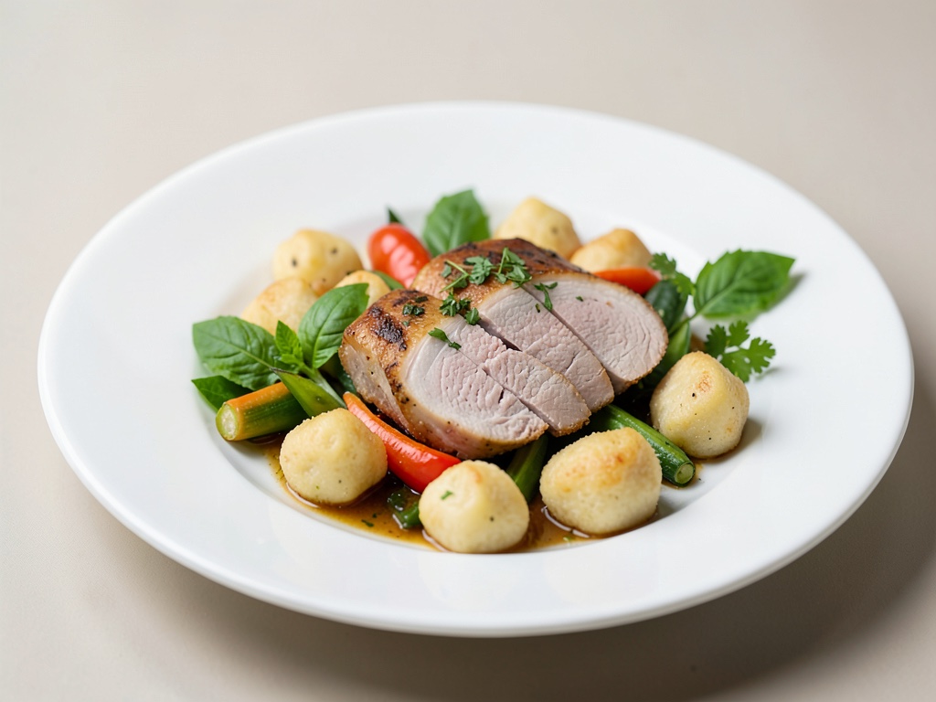 Involtini di vitello con verdure mediterranee e gnocchi