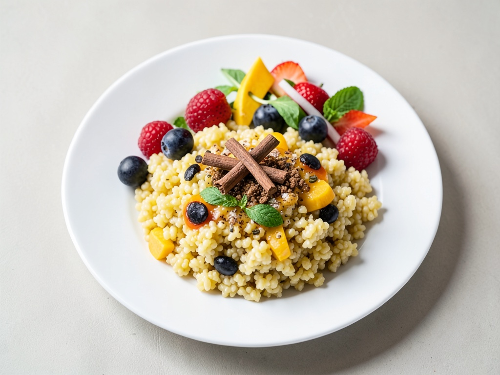 Kardamom-Milchreis mit Mango-Erdbeer-Salat