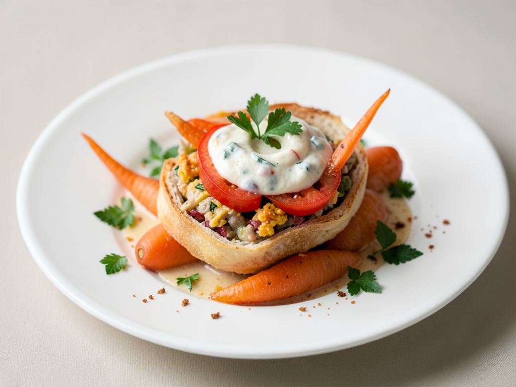 Zanahorias rellenas con hojaldre y salsa de tomate fresca