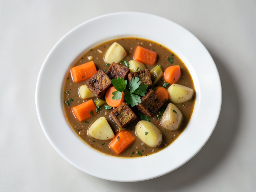 Sopa cremosa de zanahoria y patata con crutones crujientes de hierbas