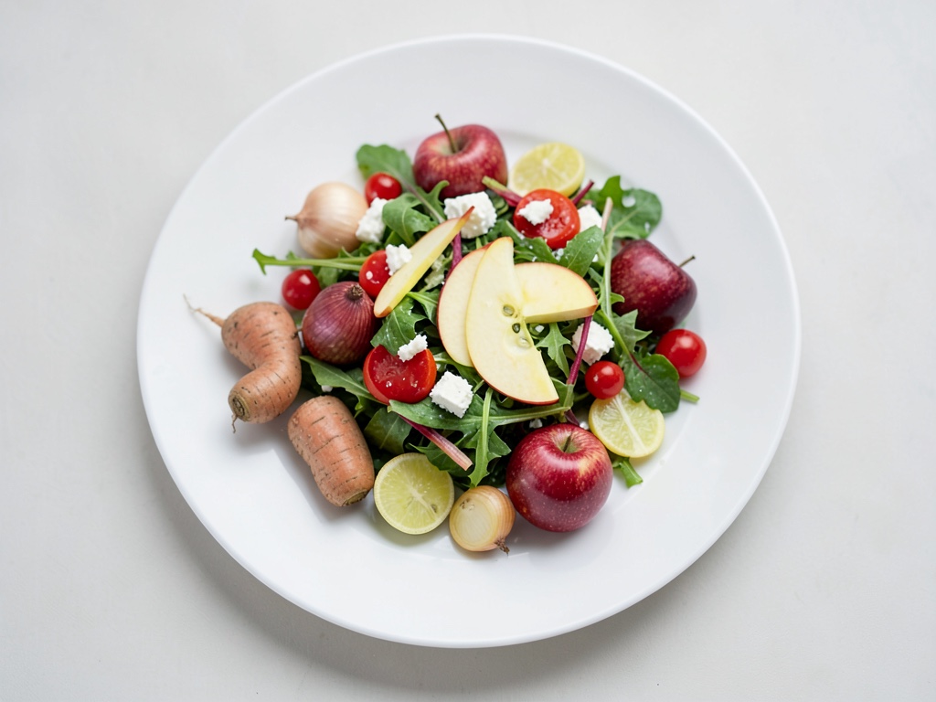 Insalata fresca di carote e mele con feta
